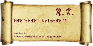 Máthé Kristóf névjegykártya